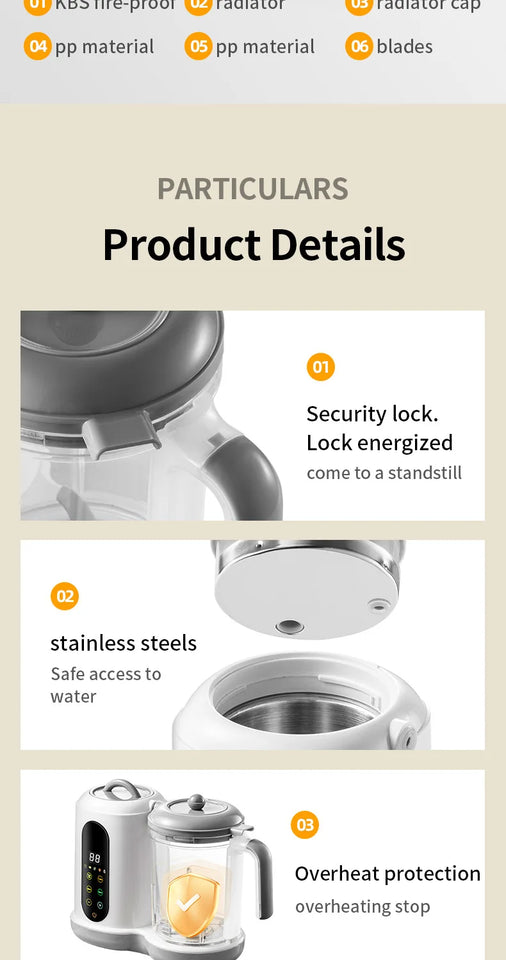 Multi-Functional Baby Food Maker – Steamer, Puree Blender & Milk Warmer with Temperature Display