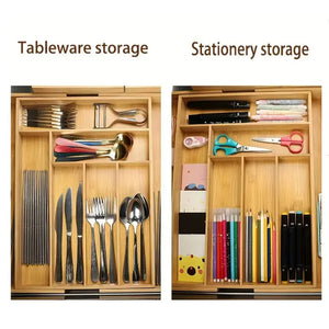Adjustable Bamboo Cutlery Drawer Organiser – Smart & Stylish Storage
