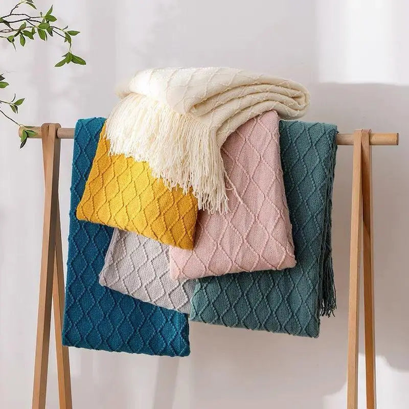 Bohemian/ Country Knitted Weave Blanket Throw –in various colors and sizes