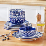 Elegant Blue & White Porcelain Dinnerware Set – Multiple Sizes Available