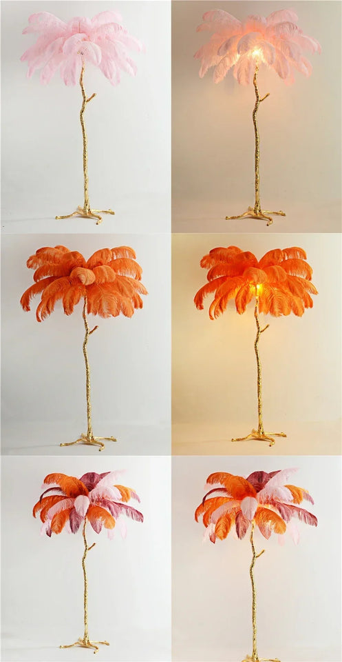 Modern Luxury Ostrich Feather Floor Lamp – Elegant Statement Piece