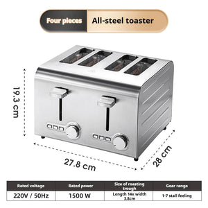 2250W High-Power 6-Slot Commercial Toaster – Quick 60-Second Toast, Stainless Steel
