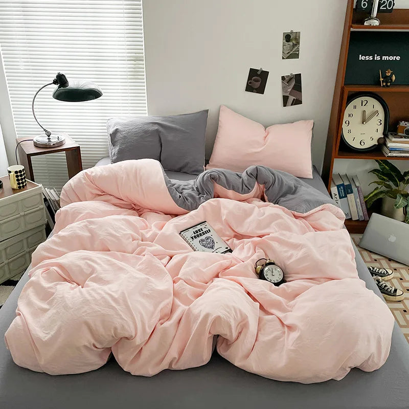 Luxury 100% Pure Linen-Cotton Twill Bed Sheet Set with Duvet Cover & Pillowcases – Soft, Durable, Breathable WHIMSICAL HOME OF CREATIONS