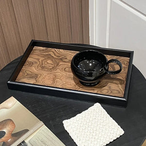 Solid Wood Decorative Serving Tray – Dark & Light Finish