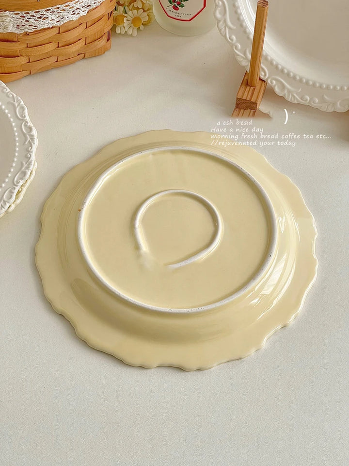 French Style Gentle Cream Ceramic Dessert Dishes