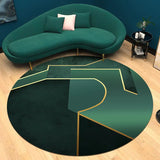 Simple Retro Nordic Round Luxury Rug – Bright Green Hues