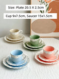 Vintage-Inspired Rose Tea & Coffee Cup Set with Saucer and Cake plate