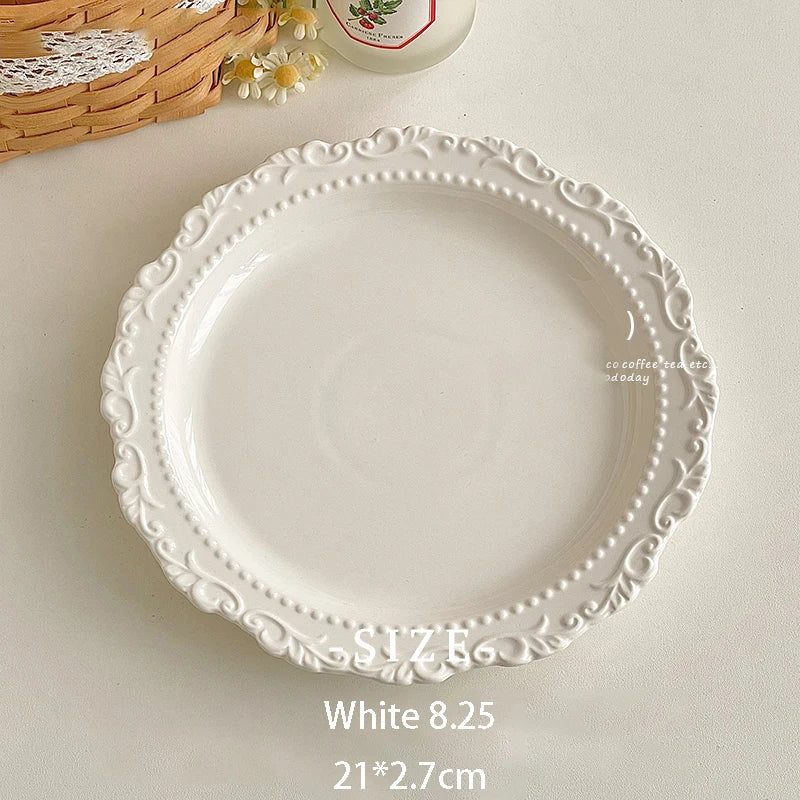 French Style Gentle Cream Ceramic Dessert Dishes