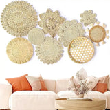 4/7pcs Natural Rattan Wall Hanging Decor – Farmhouse & Boho Timeless Style