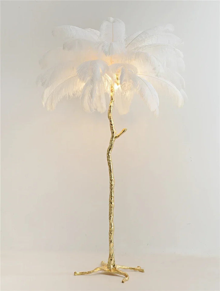 Modern Luxury Ostrich Feather Floor Lamp – Elegant Statement Piece