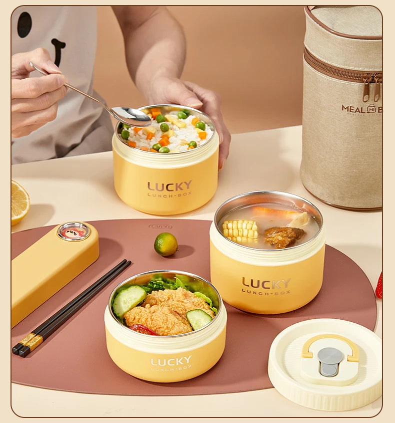 Portable Thermal 304 Stainless Steel Food Containers – Stackable & long term Insulated Microwave Safe