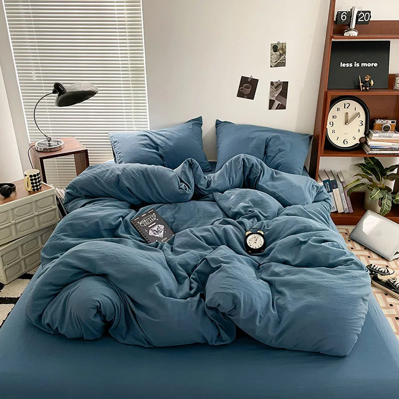 Luxury 100% Pure Linen-Cotton Twill Bed Sheet Set with Duvet Cover & Pillowcases – Soft, Durable, Breathable WHIMSICAL HOME OF CREATIONS