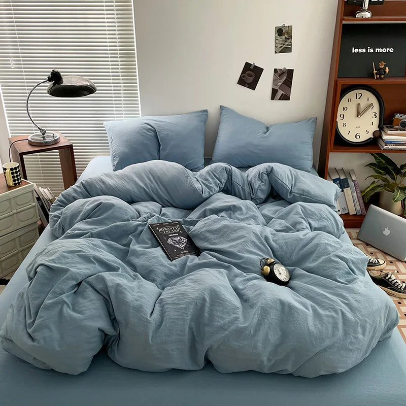 Luxury 100% Pure Linen-Cotton Twill Bed Sheet Set with Duvet Cover & Pillowcases – Soft, Durable, Breathable WHIMSICAL HOME OF CREATIONS