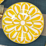 Elegant Bone China Dinnerware Set in Diamond Pattern – Sunshine Yellow