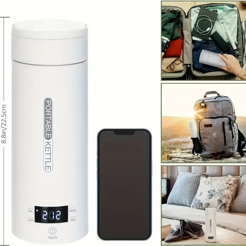 Portable Travel Electric Kettle – 500ml with LCD Display & Precise Temperature Control WHIMSICAL HOME OF CREATIONS