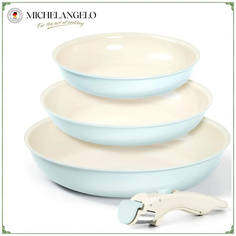 Elegant 3-Piece Non-Stick Cookware Set – Baby Blue & Sage Green