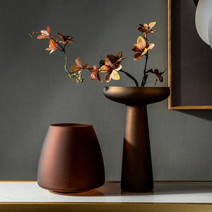 Luxury Frosted Glass Hydroponic Vase – Coffee & Frosted Elegance