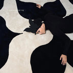 French Retro Art Deco Minimalist Plush Area Rug – Soft, Timeless & Machine-Washable WHIMSICAL HOME OF CREATIONS