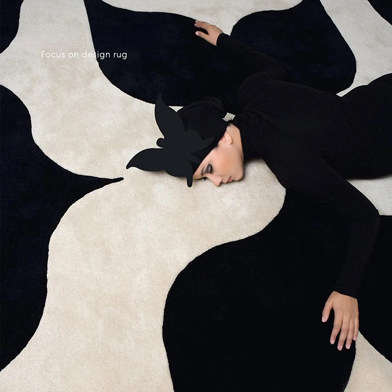 French Retro Art Deco Minimalist Plush Area Rug