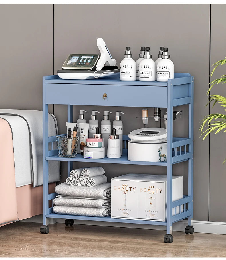 Eco-Friendly Bamboo Storage Cabinet – Natural & Greyish Blue