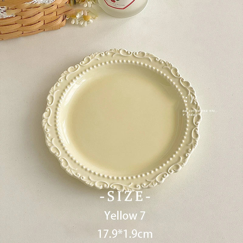 French Style Gentle Cream Ceramic Dessert Dishes