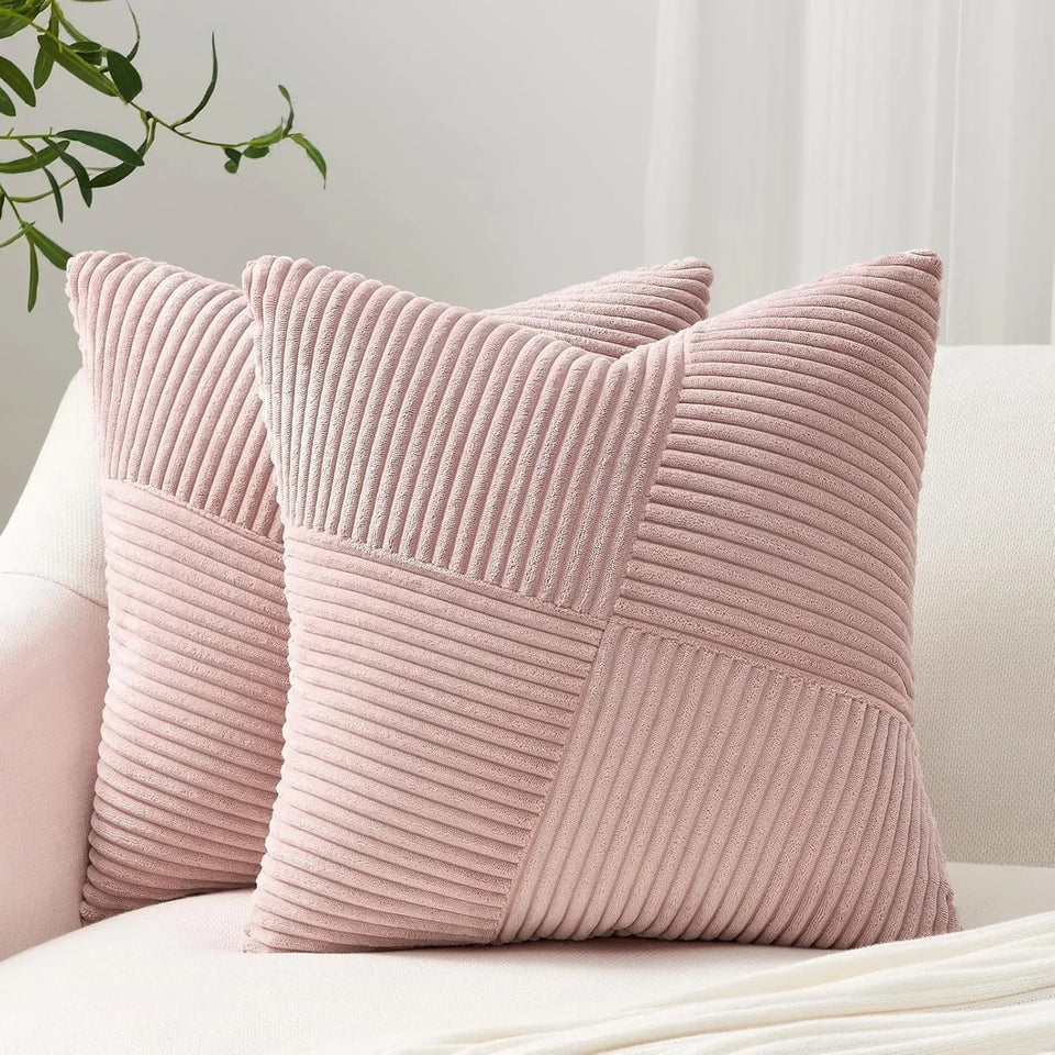 Luxurious Velvet Corduroy Patchwork Pillow Covers – 45x45cm