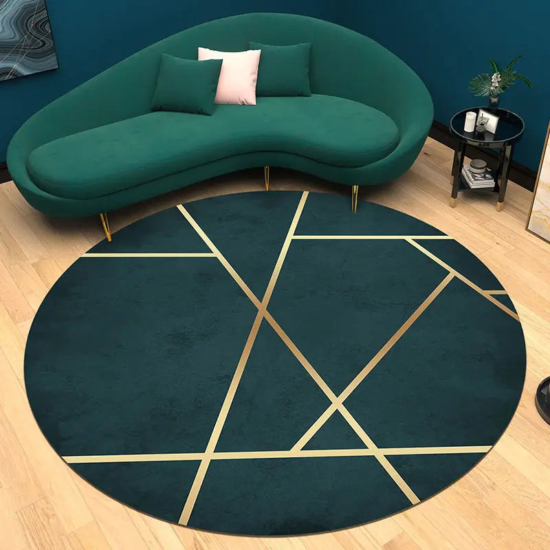 Simple Retro Nordic Round Luxury Rug – Bright Green Hues