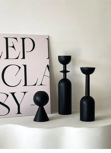 Geometric Black Wooden Candle Holder – Stylish & Highly Popular Room Accent