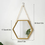Elegant Iron Hexagonal Hanging Wall Mirror – Gold
