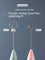 3-Speed USB Electric Milk Frother & Egg Beater – Dual Head | Mint Green, Pink, Black WHIMSICAL HOME OF CREATIONS