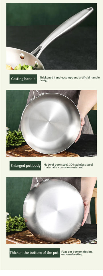 5-Ply 304 Stainless Steel Frying Pan – Ultimate Versatility Gas Stove and Induction Cooker