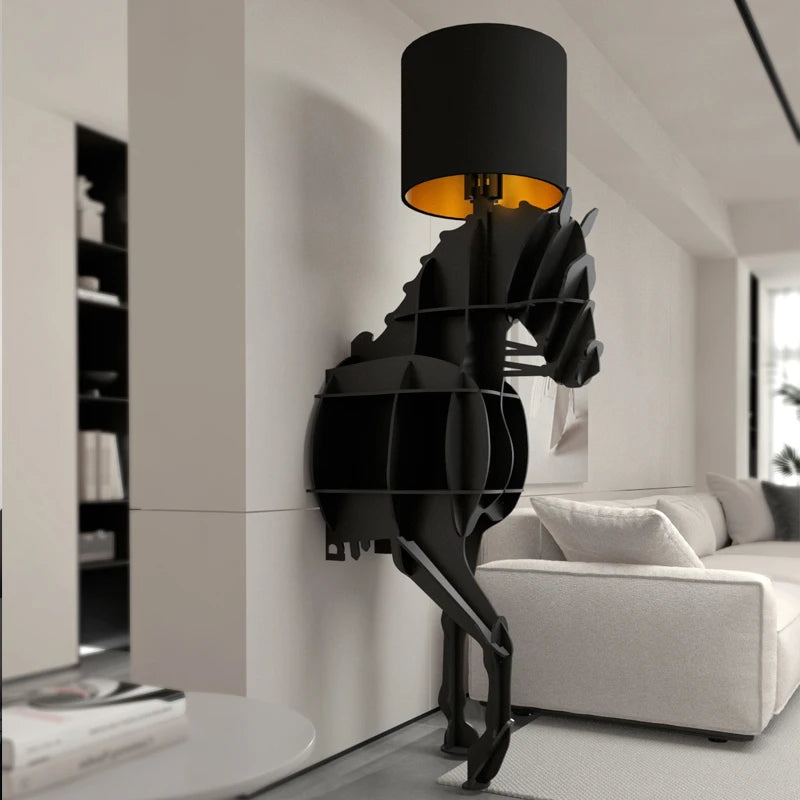 Luxury Horse Statue Wall-Mounted Display Shelf