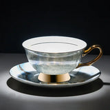 Retro Imperial European Bone China Cup & Saucer with Golden Spoon – Luxury Edition