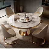 Luxury Round Marble Dining Table with Gold Frame 6-10 people