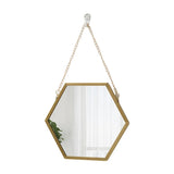 Elegant Iron Hexagonal Hanging Wall Mirror – Gold