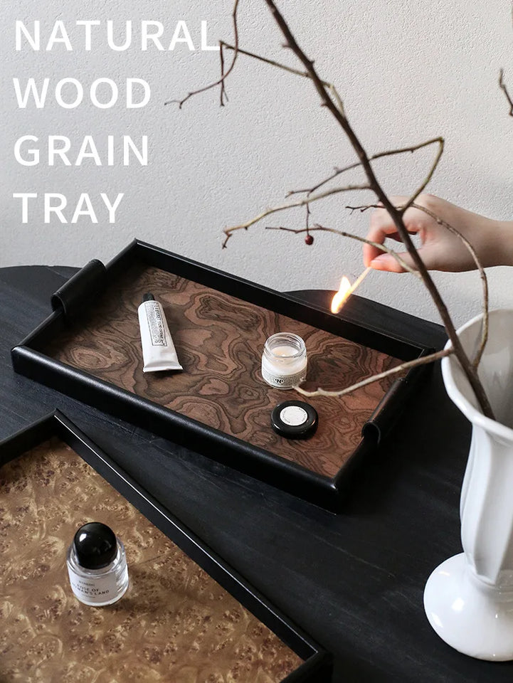 Solid Wood Decorative Serving Tray – Dark & Light Finish