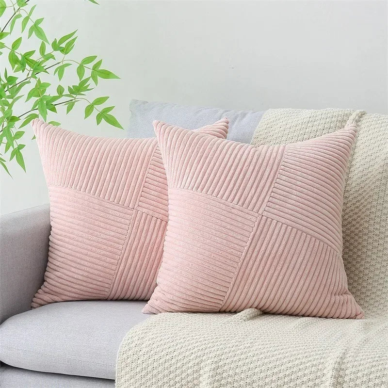 Luxurious Velvet Corduroy Patchwork Pillow Covers – 45x45cm
