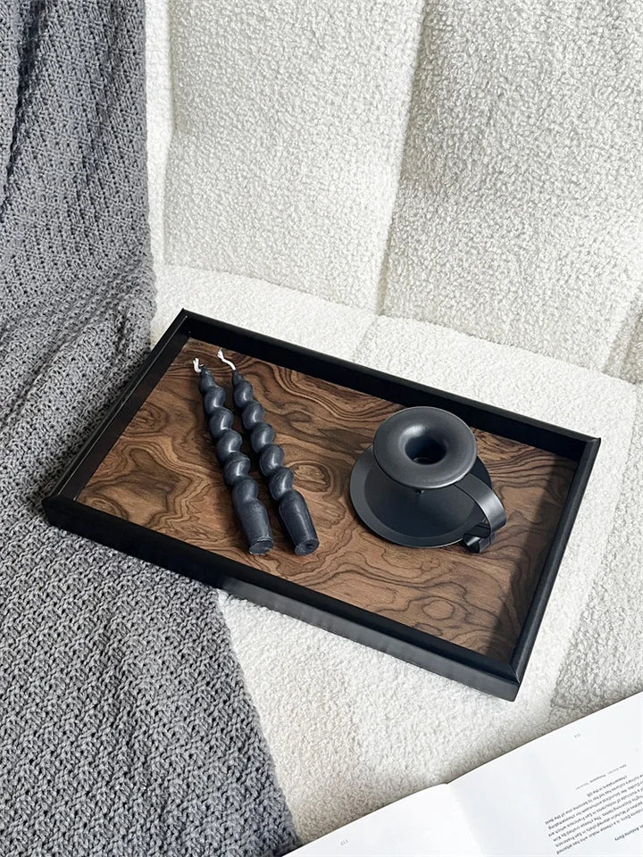 Solid Wood Decorative Serving Tray – Dark & Light Finish