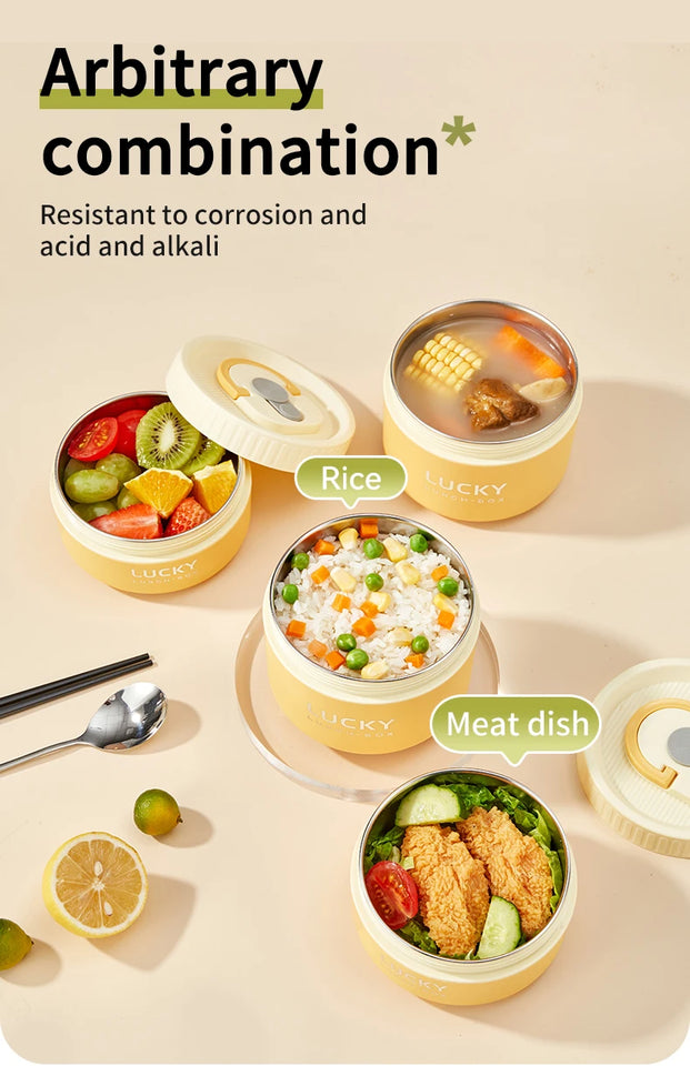 Portable Thermal 304 Stainless Steel Food Containers – Stackable & long term Insulated Microwave Safe
