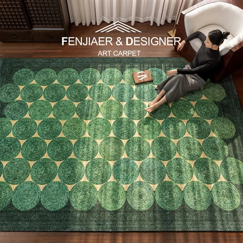 Vibrant Forest Green & Sand Dune Luxe Rug – Faux Cashmere, Soft Plush, Non-Slip & Machine Washable WHIMSICAL HOME OF CREATIONS