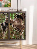 Green & Gold Leaf Vintage Sideboard Cabinet