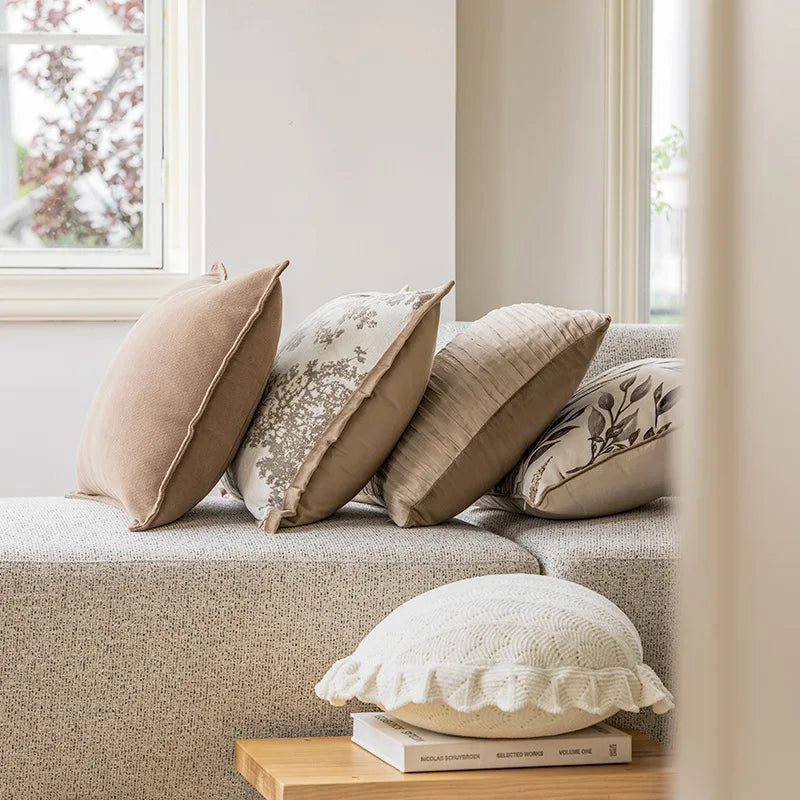 French Luxury Vintage-Inspired Floral Pillow Covers – Elegant Brown Earthy Undertones 45X45cm