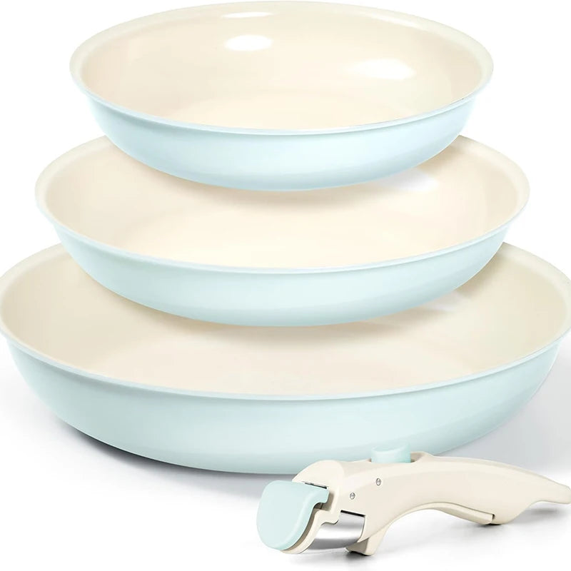Elegant 3-Piece Non-Stick Cookware Set – Baby Blue & Sage Green WHIMSICAL HOME OF CREATIONS