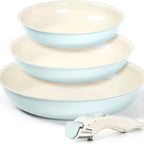 Elegant 3-Piece Non-Stick Cookware Set – Baby Blue & Sage Green WHIMSICAL HOME OF CREATIONS