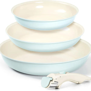 Elegant 3-Piece Non-Stick Cookware Set – Baby Blue & Sage Green