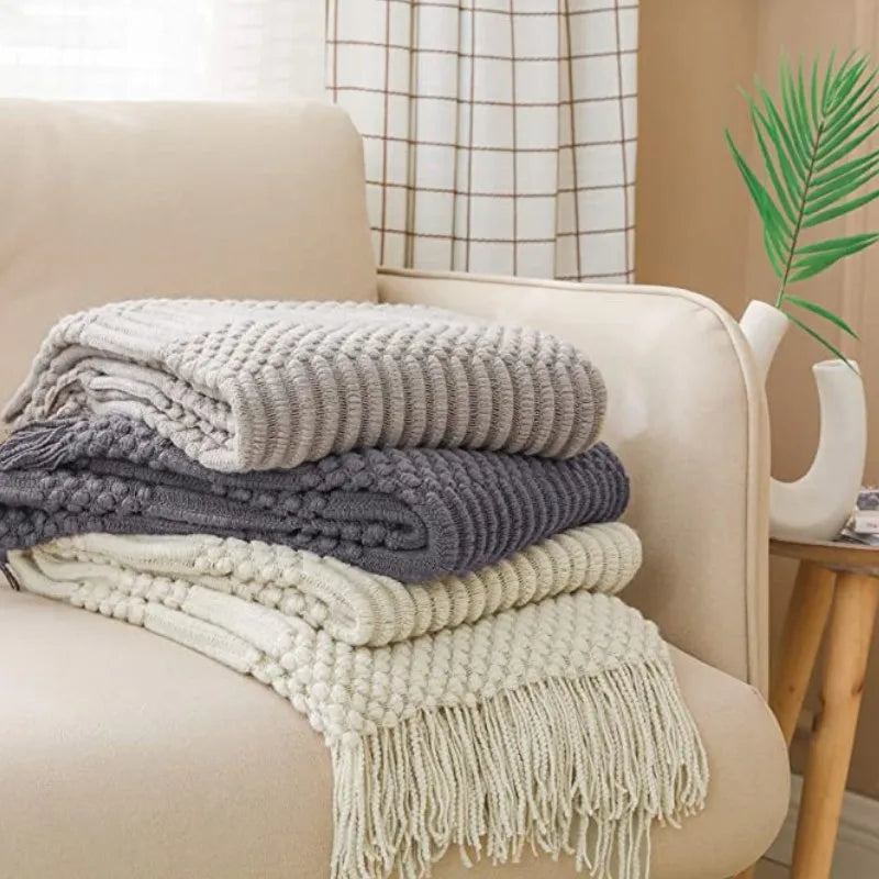 Bohemian/ Country Knitted Weave Blanket Throw –in various colors and sizes