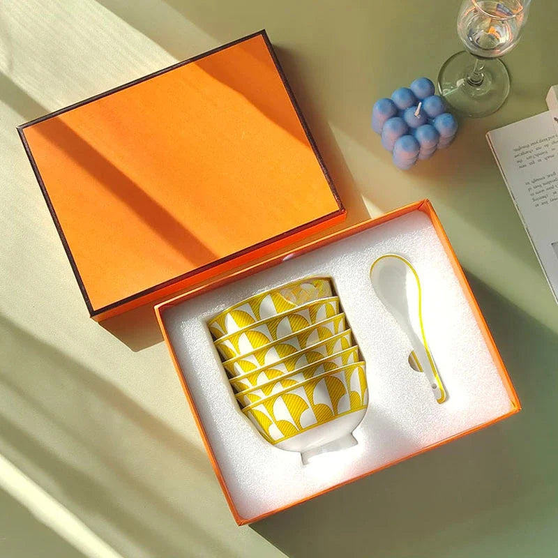 Elegant Bone China Dinnerware Set in Diamond Pattern – Sunshine Yellow