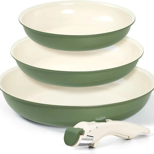 Elegant 3-Piece Non-Stick Cookware Set – Baby Blue & Sage Green