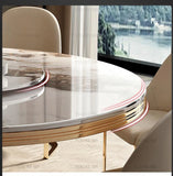 Luxury Round Marble Dining Table with Gold Frame 6-10 people
