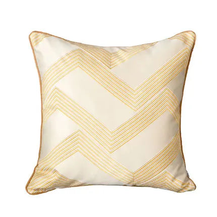 Golden Jacquard Luxury Cushion Cover - Modern Geometric Design